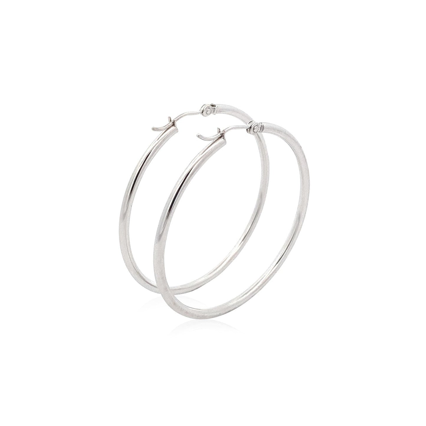 Pendientes de aro pulidos de oro blanco de 14k (40 mm)