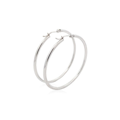 Pendientes de aro pulidos de oro blanco de 14k (40 mm)