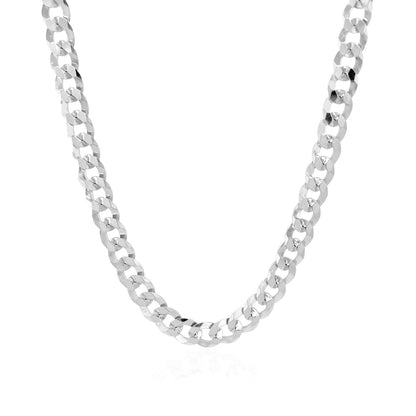 Cadena barbada sólida de oro blanco de 14k de 5.7mm