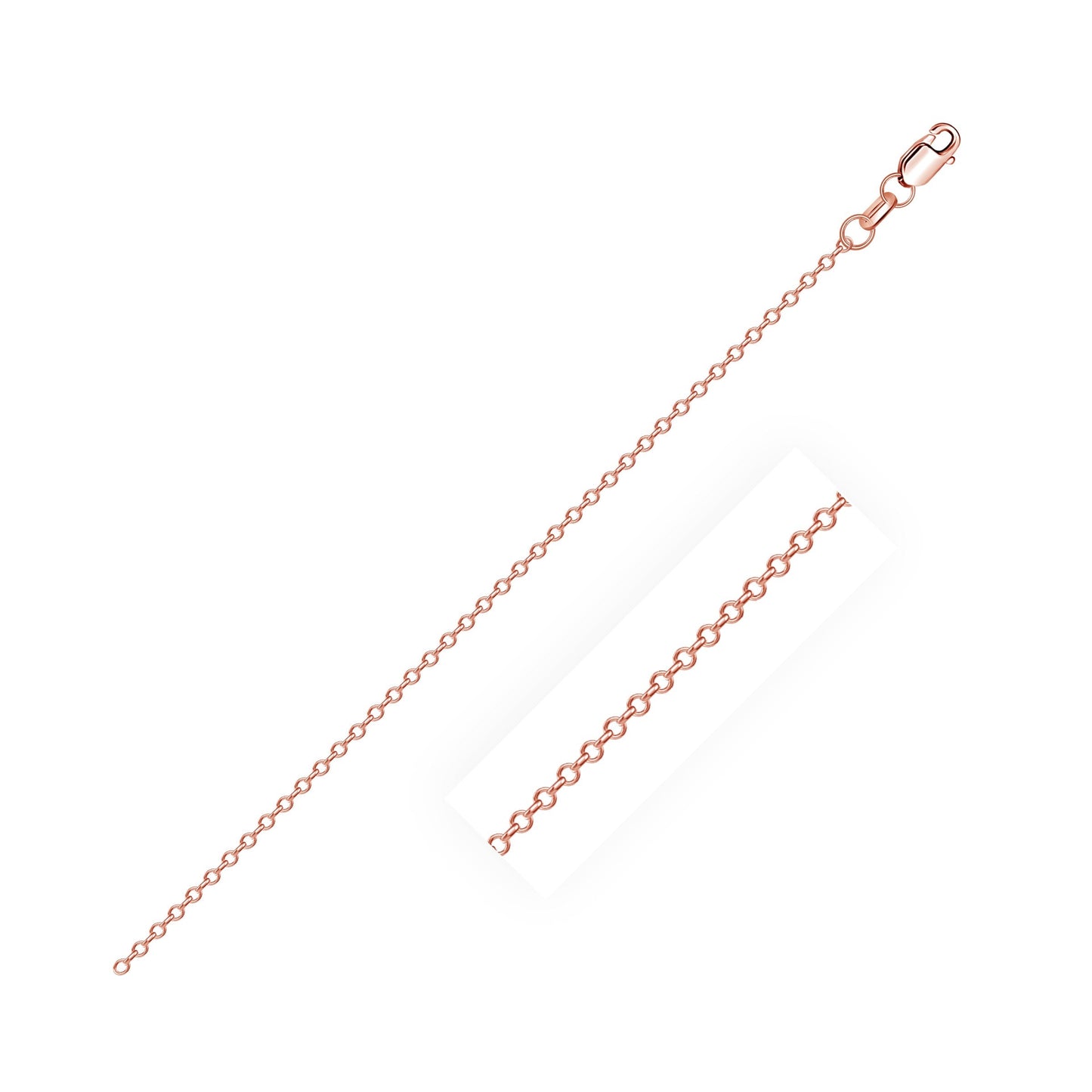 Cadena de eslabones de cable con corte de diamante en oro rosa de 14k (0,8 mm)