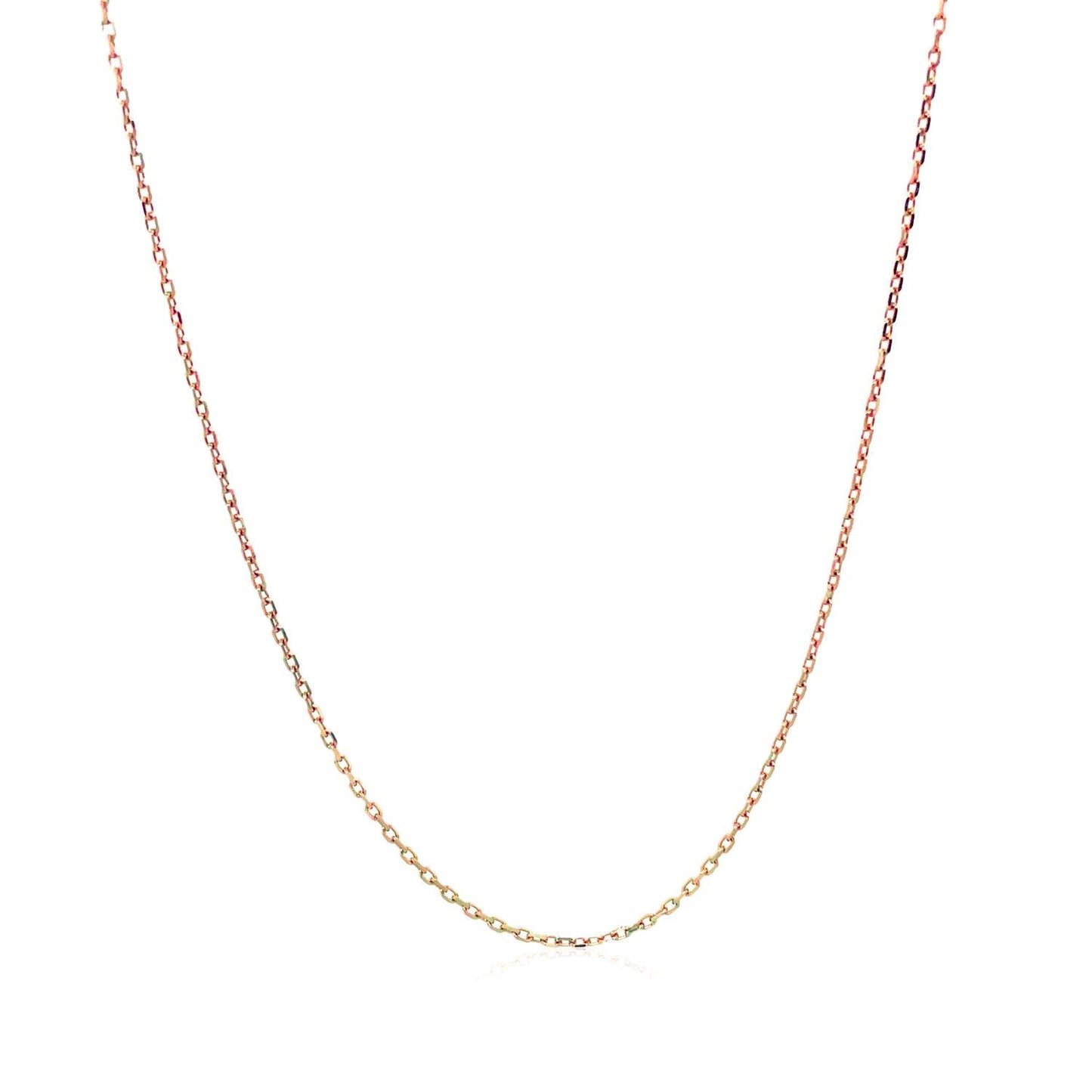 Cadena de eslabones de cable con corte de diamante en oro rosa de 14k (0,8 mm)