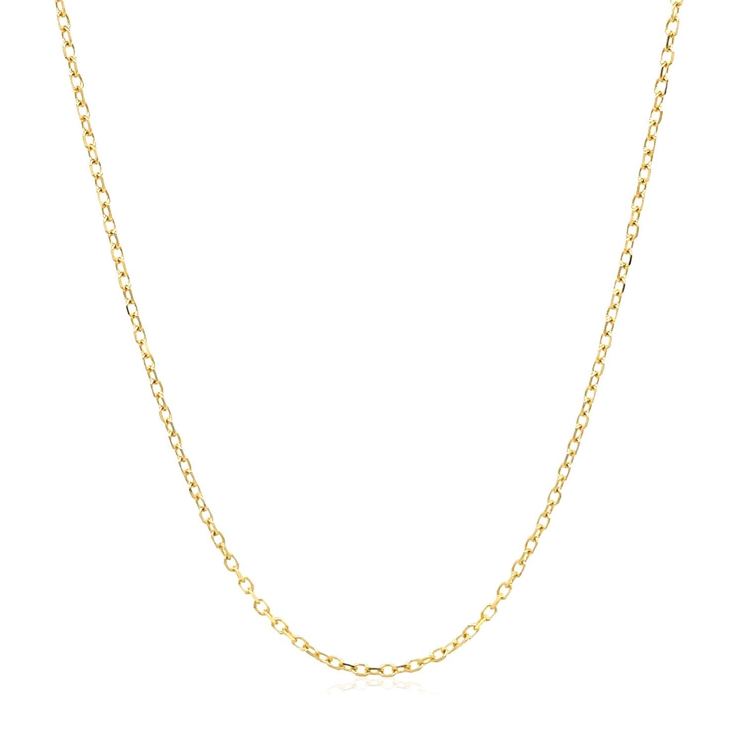 Cadena de eslabones de cable facetada de oro amarillo de 14k de 1,3mm