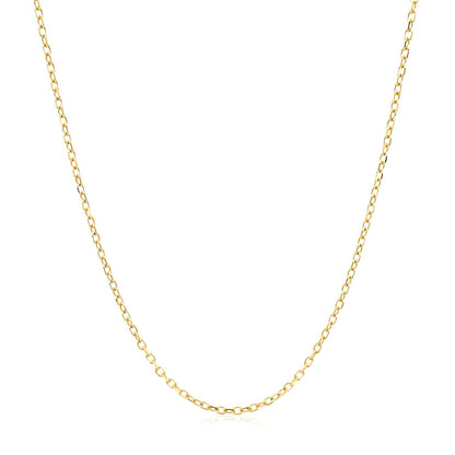 Cadena de eslabones de cable facetada de oro amarillo de 14k de 1,3mm