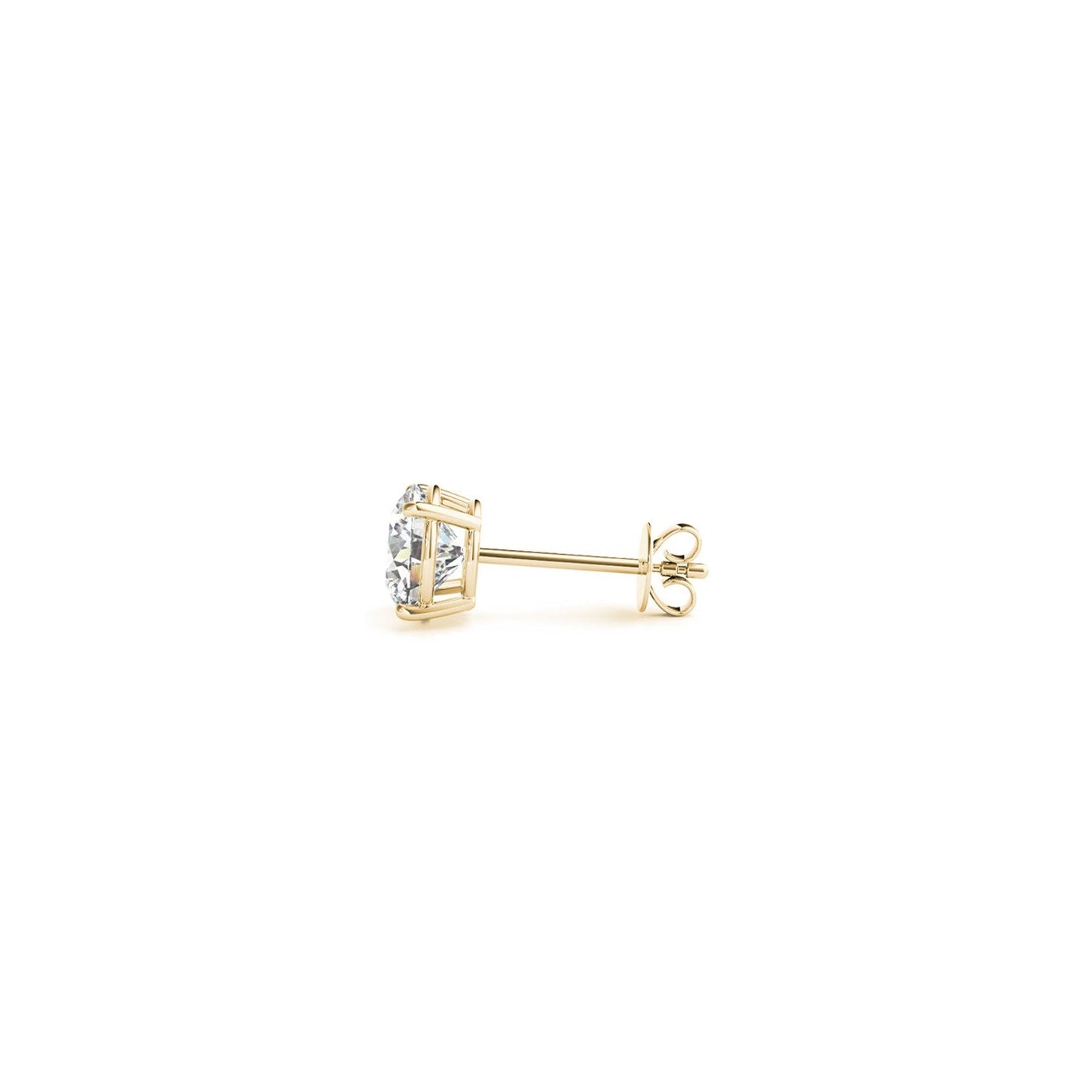 Aretes de diamante redondo cultivado en laboratorio de 1 quilate total certificado IGI de oro amarillo de 14k (G/VS2)