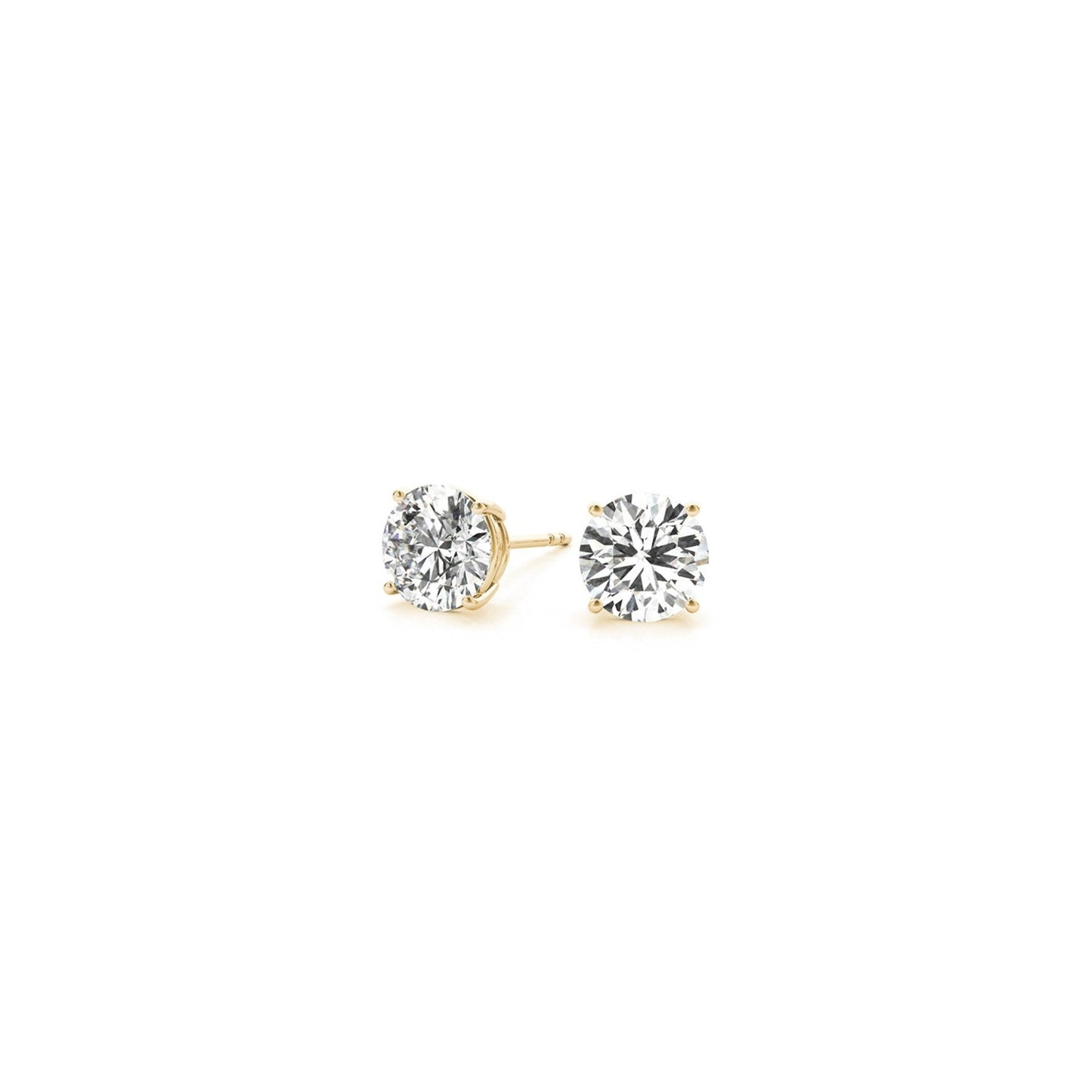 Aretes de diamante redondo cultivado en laboratorio de 1 quilate total certificado IGI de oro amarillo de 14k (G/VS2)
