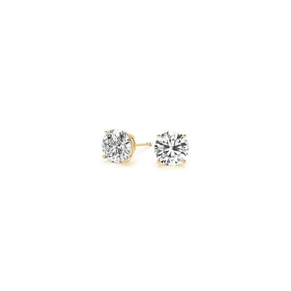 Aretes de diamante redondo cultivado en laboratorio de 1 quilate total certificado IGI de oro amarillo de 14k (G/VS2)