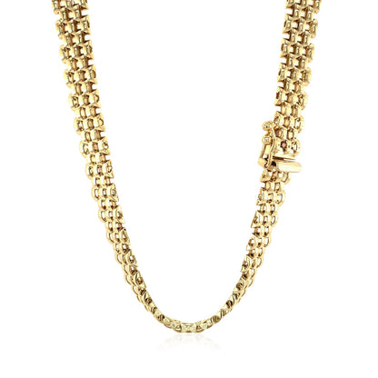 Collar de eslabones tipo pantera de oro amarillo de 14k, pulido y de varias filas