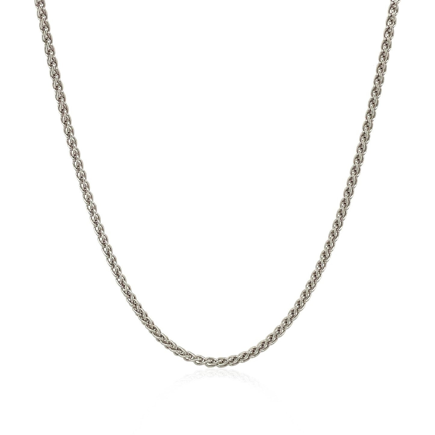 Cadena de Trigo de Plata de Ley Rodiada de 1.3mm