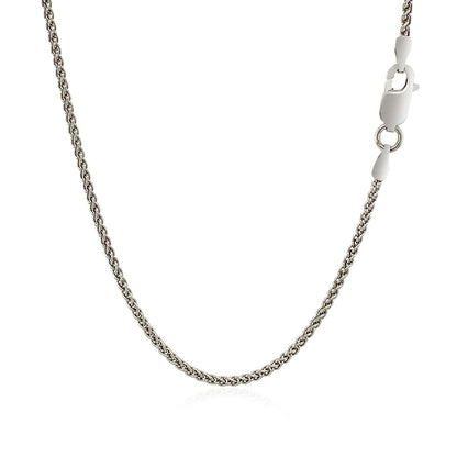 Cadena de Trigo de Plata de Ley Rodiada de 1.3mm