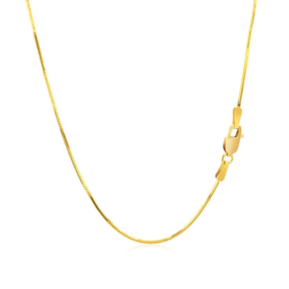 Cadena de serpiente octogonal brillante de oro amarillo de 14k de 0.8 mm