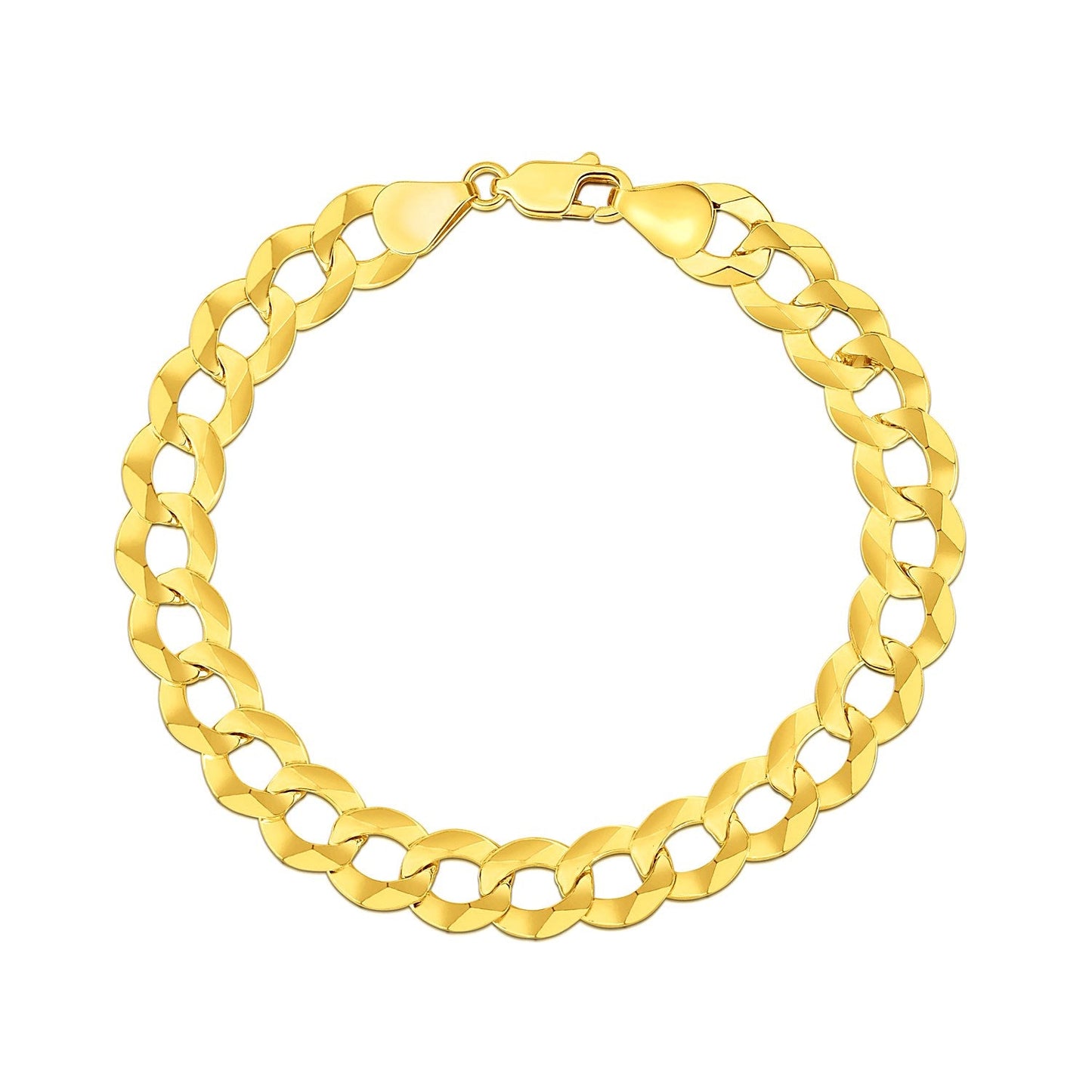 Pulsera maciza de oro amarillo de 14k, diseño "Curb", 10.0mm
