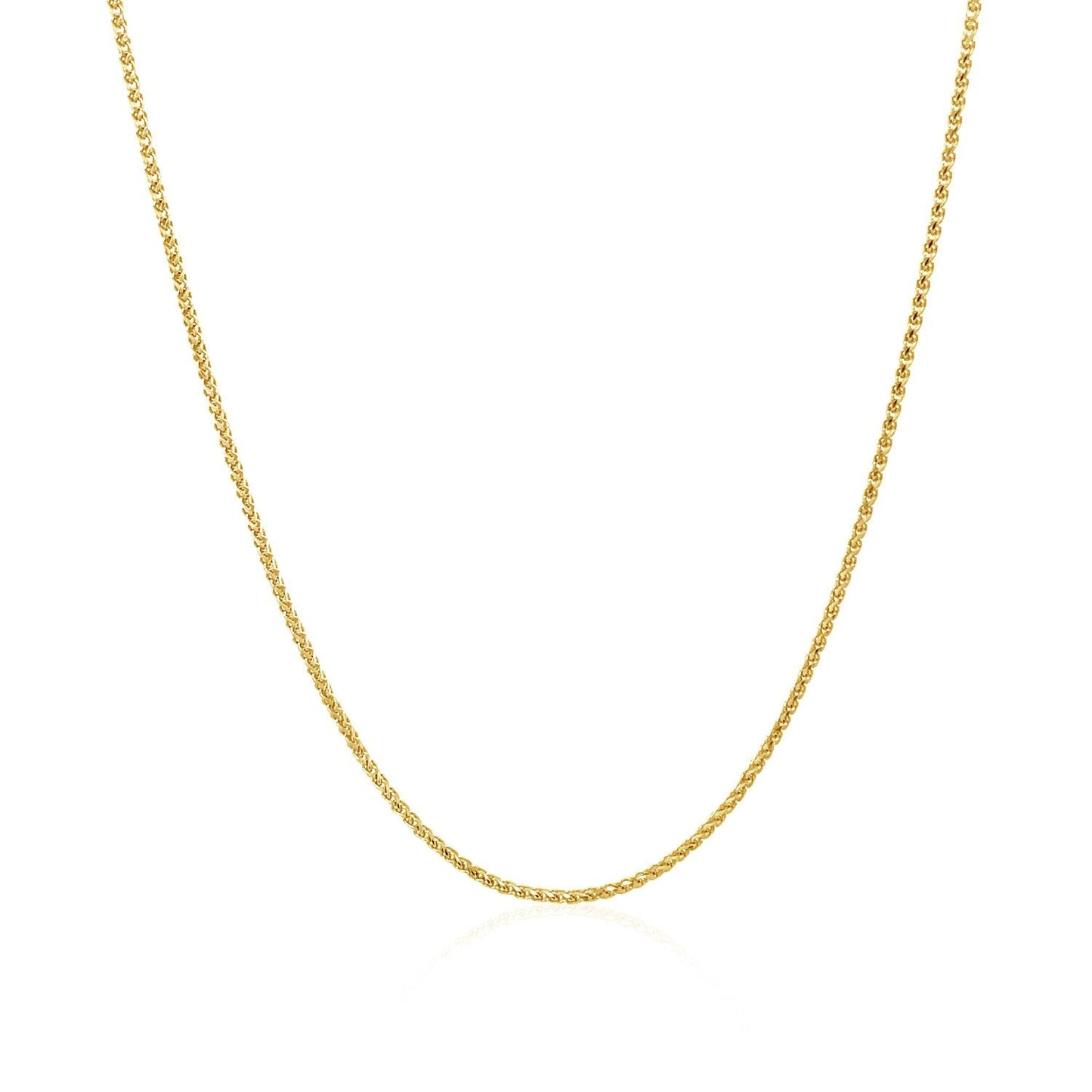 Cadena de trigo redonda de 14k de oro amarillo con corte de diamante 1.0mm