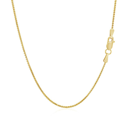 Cadena de trigo redonda de 14k de oro amarillo con corte de diamante 1.0mm