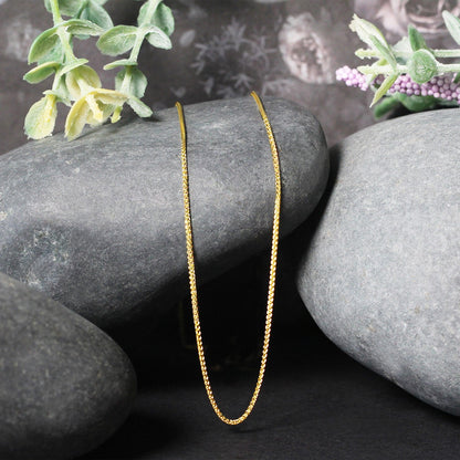 Cadena de trigo redonda de 14k de oro amarillo con corte de diamante 1.0mm