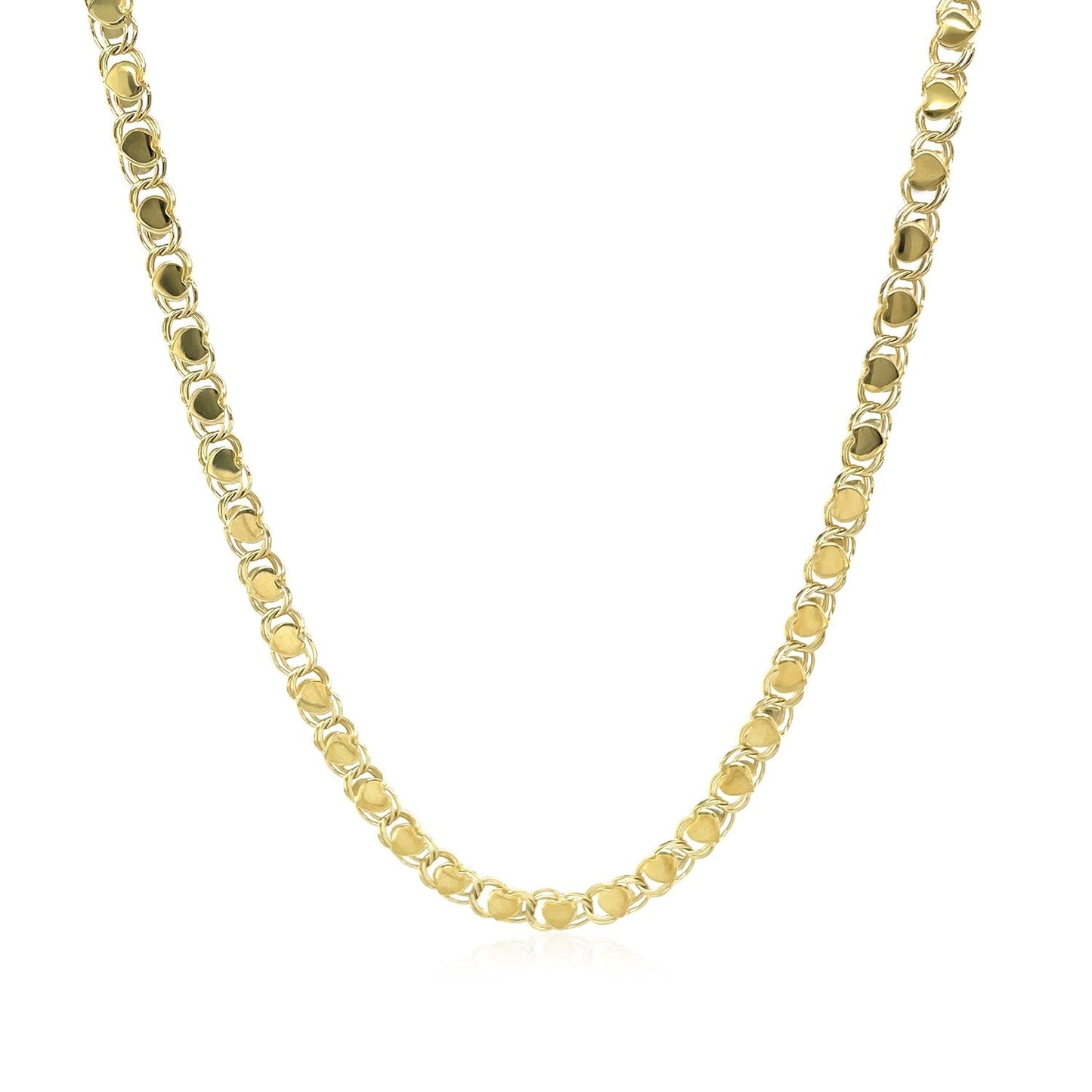 Cadena Corazón de Oro Amarillo de 14k y 2.9mm