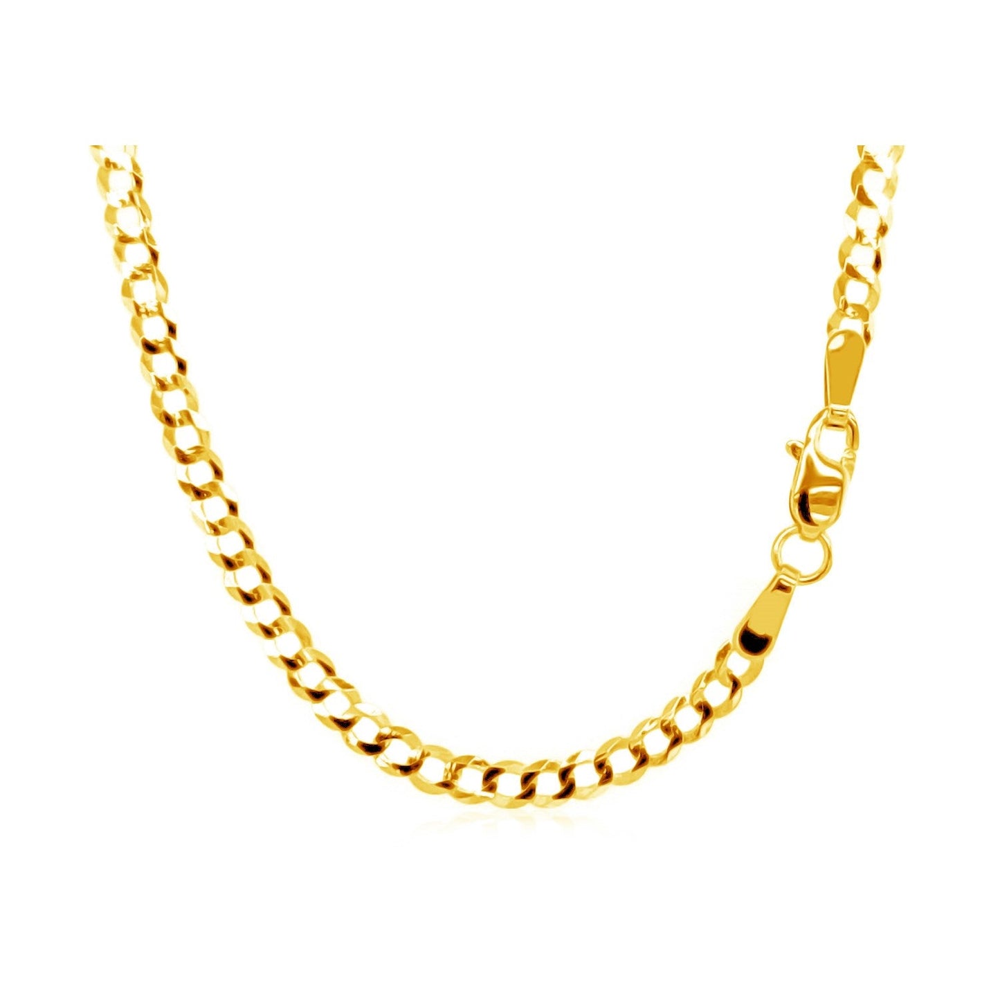 Cadena barbada de oro amarillo de 10k y 2.4mm
