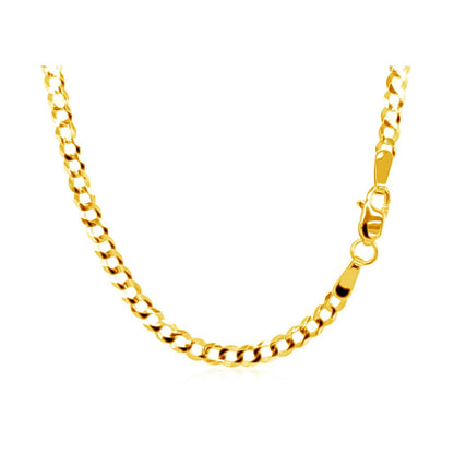Cadena barbada de oro amarillo de 10k y 2.4mm