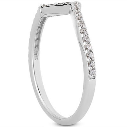 Anillo de boda de oro blanco de 14k con diamantes pavé en zig-zag de fantasía
