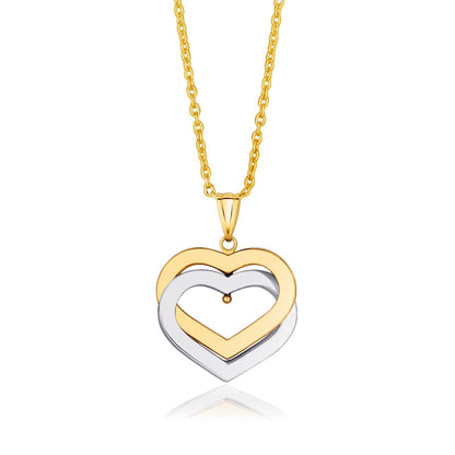 Colgante de corazones entrelazados de oro bicolor de 14k
