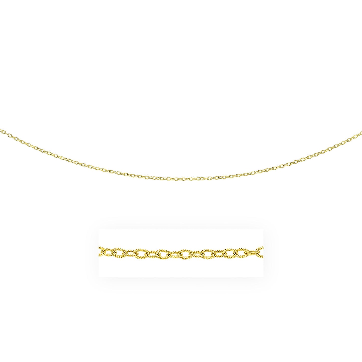 Cadena de oro amarillo de 14k de 2.5 mm con eslabones texturizados