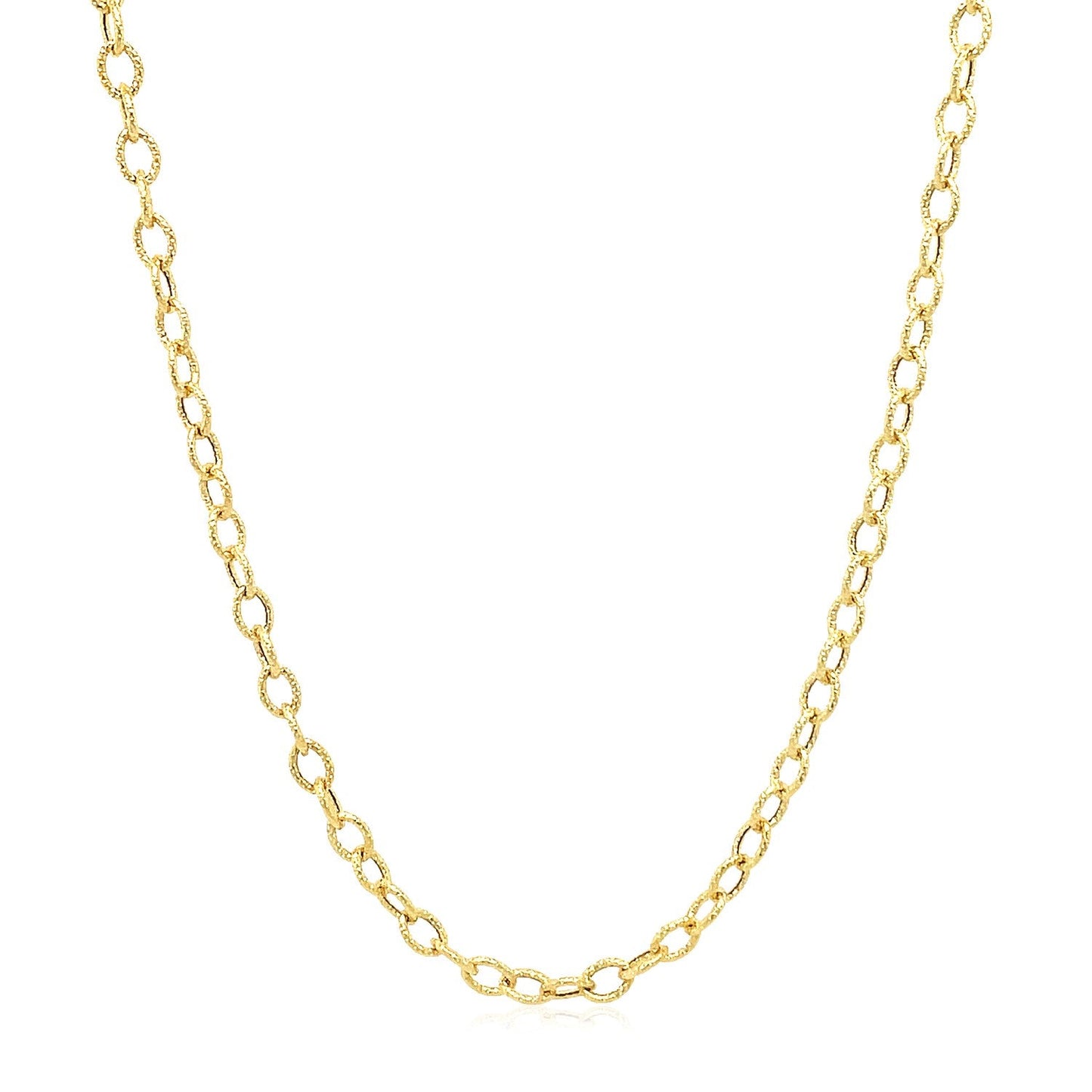 Cadena de oro amarillo de 14k de 2.5 mm con eslabones texturizados