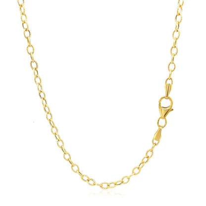 Cadena de oro amarillo de 14k de 2.5 mm con eslabones texturizados