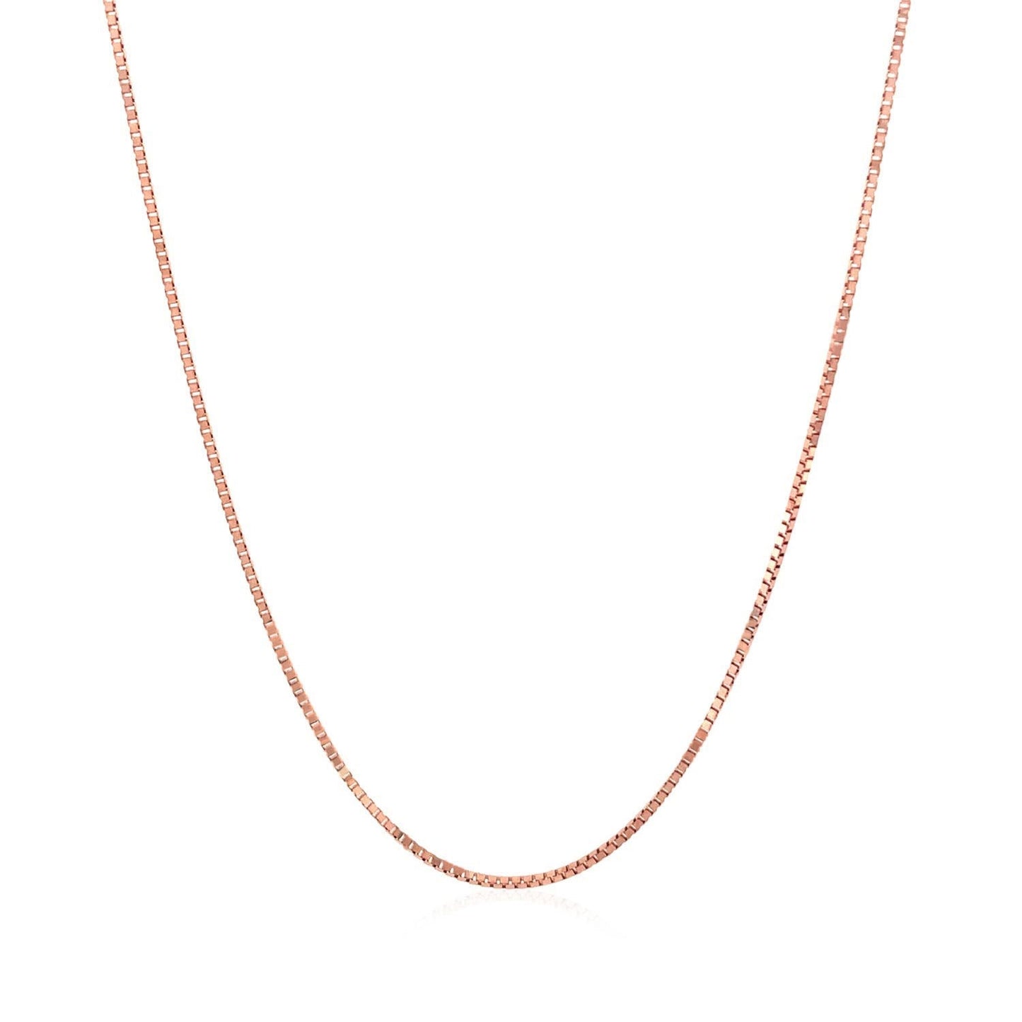 Cadena clásica de caja de oro rosa de 14k 0.8mm