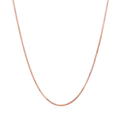 Cadena clásica de caja de oro rosa de 14k 0.8mm