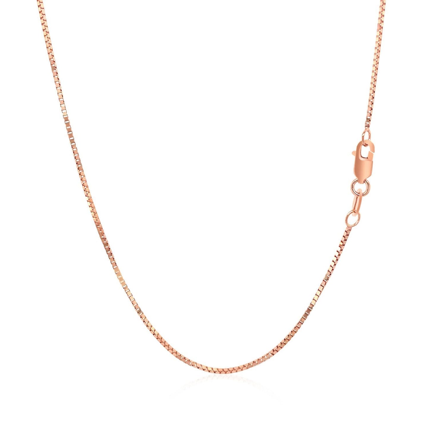 Cadena clásica de caja de oro rosa de 14k 0.8mm