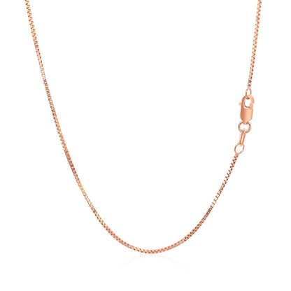 Cadena clásica de caja de oro rosa de 14k 0.8mm
