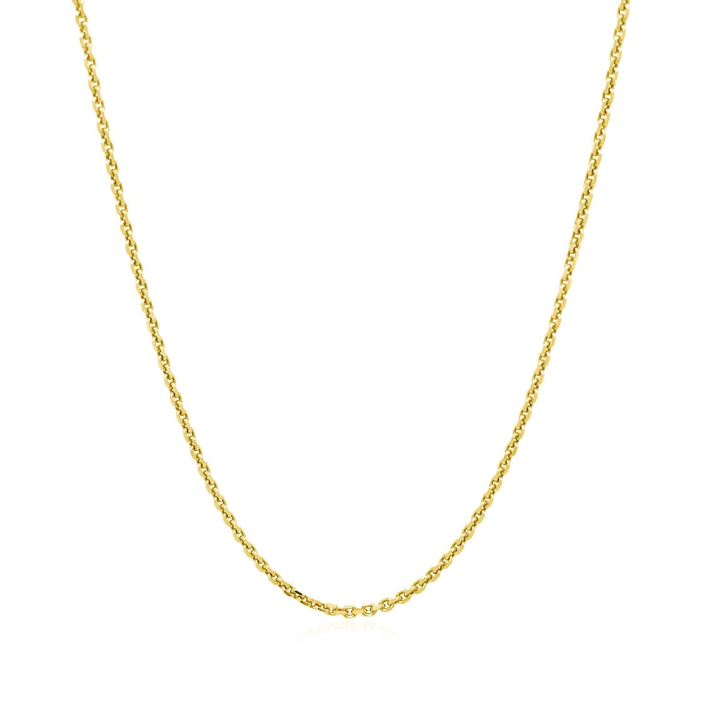Cadena de eslabones de cable de oro amarillo de 14k con corte de diamante de 1,4 mm
