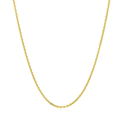 Cadena de eslabones de cable de oro amarillo de 14k con corte de diamante de 1,4 mm