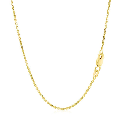 Cadena de eslabones de cable de oro amarillo de 14k con corte de diamante de 1,4 mm