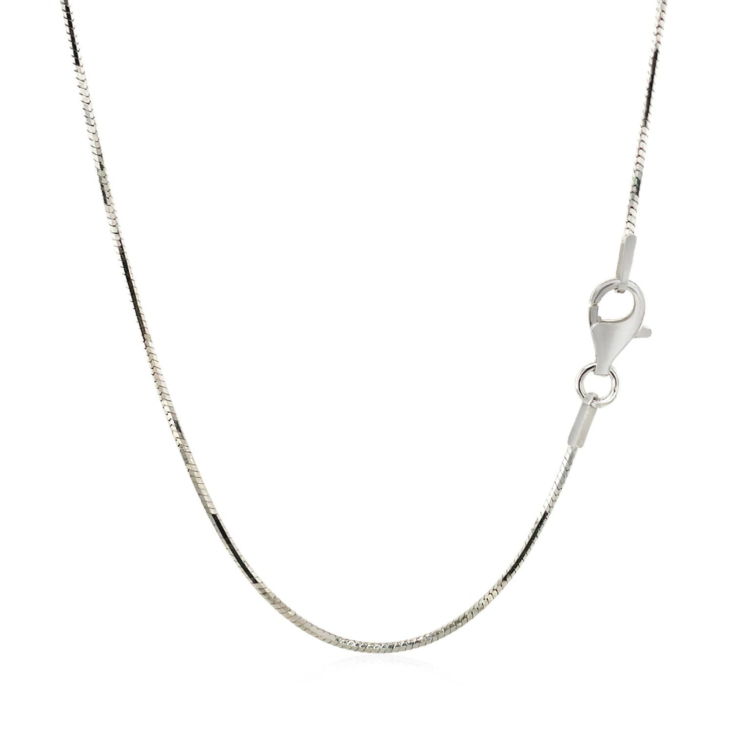Cadena serpiente octogonal de plata de ley con baño de rodio de 1,1 mm