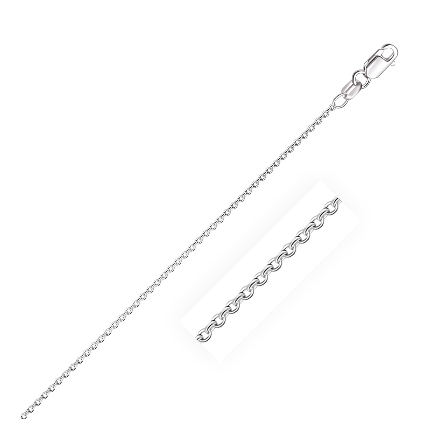 Cadena de eslabones redondos de cable de oro blanco de 14k de 1.5mm