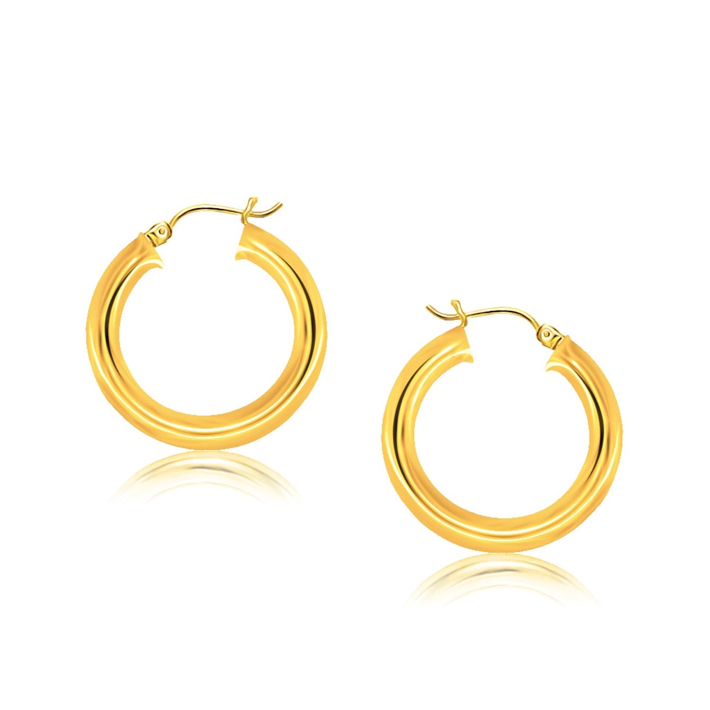 Pendientes de aro pulidos de oro amarillo de 14k (30 mm)