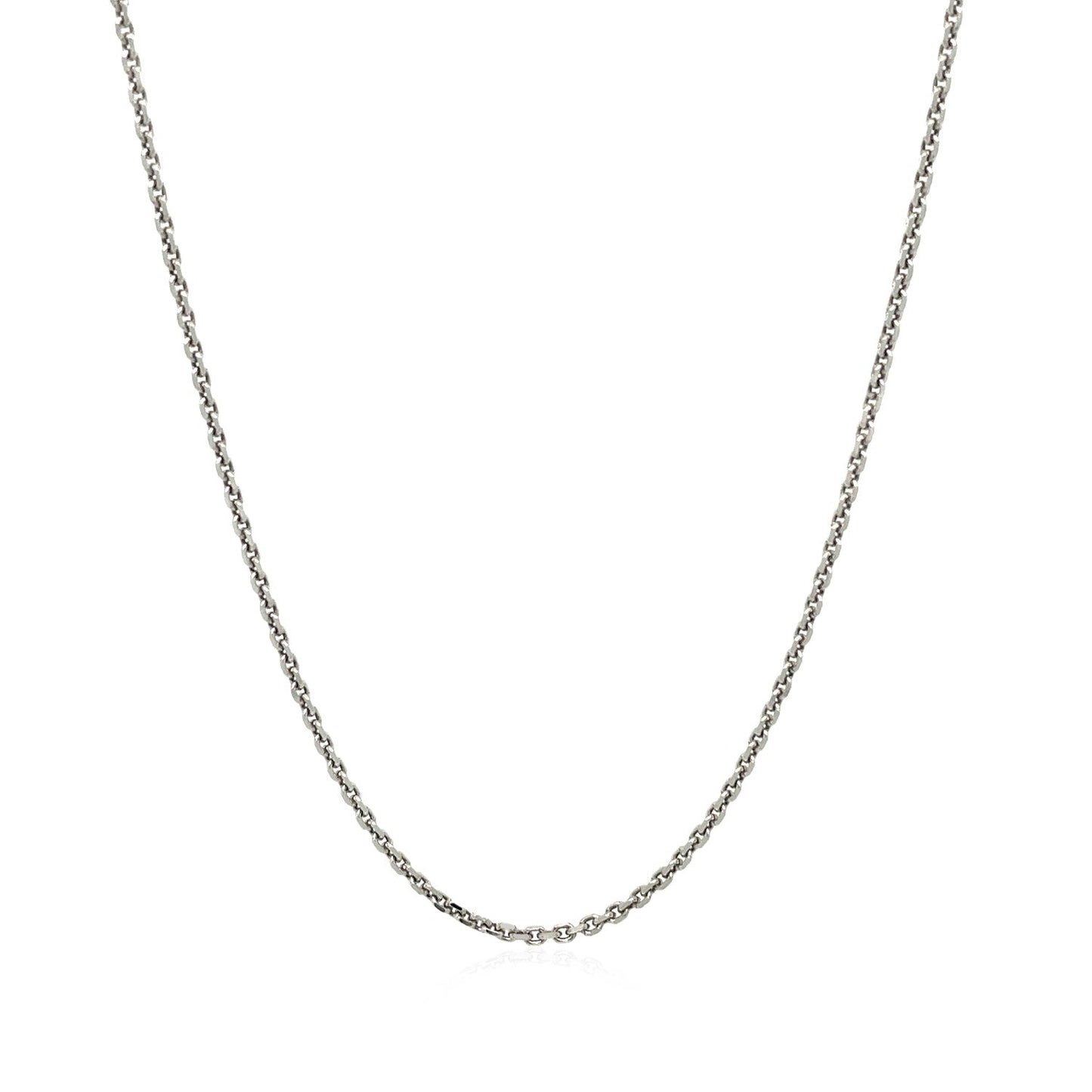 Cadena de eslabones tipo cable de oro blanco de 14k con corte de diamante de 1,4 mm