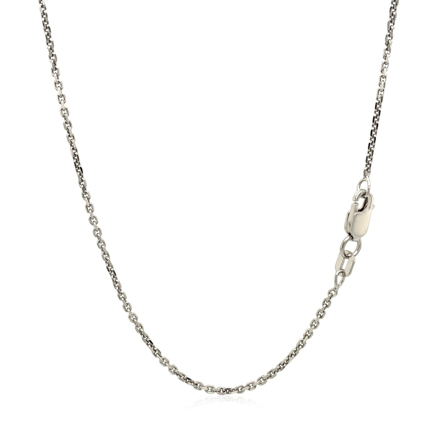 Cadena de eslabones tipo cable de oro blanco de 14k con corte de diamante de 1,4 mm