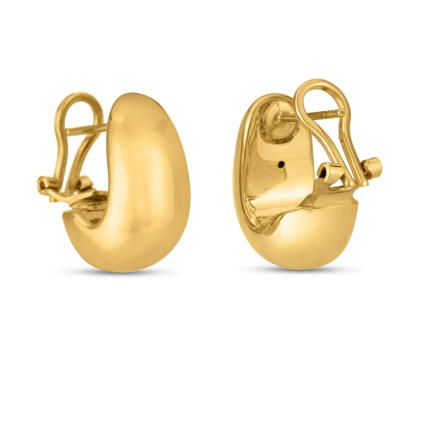 Arracadas Omega Elegantes de Oro Amarillo de 14k