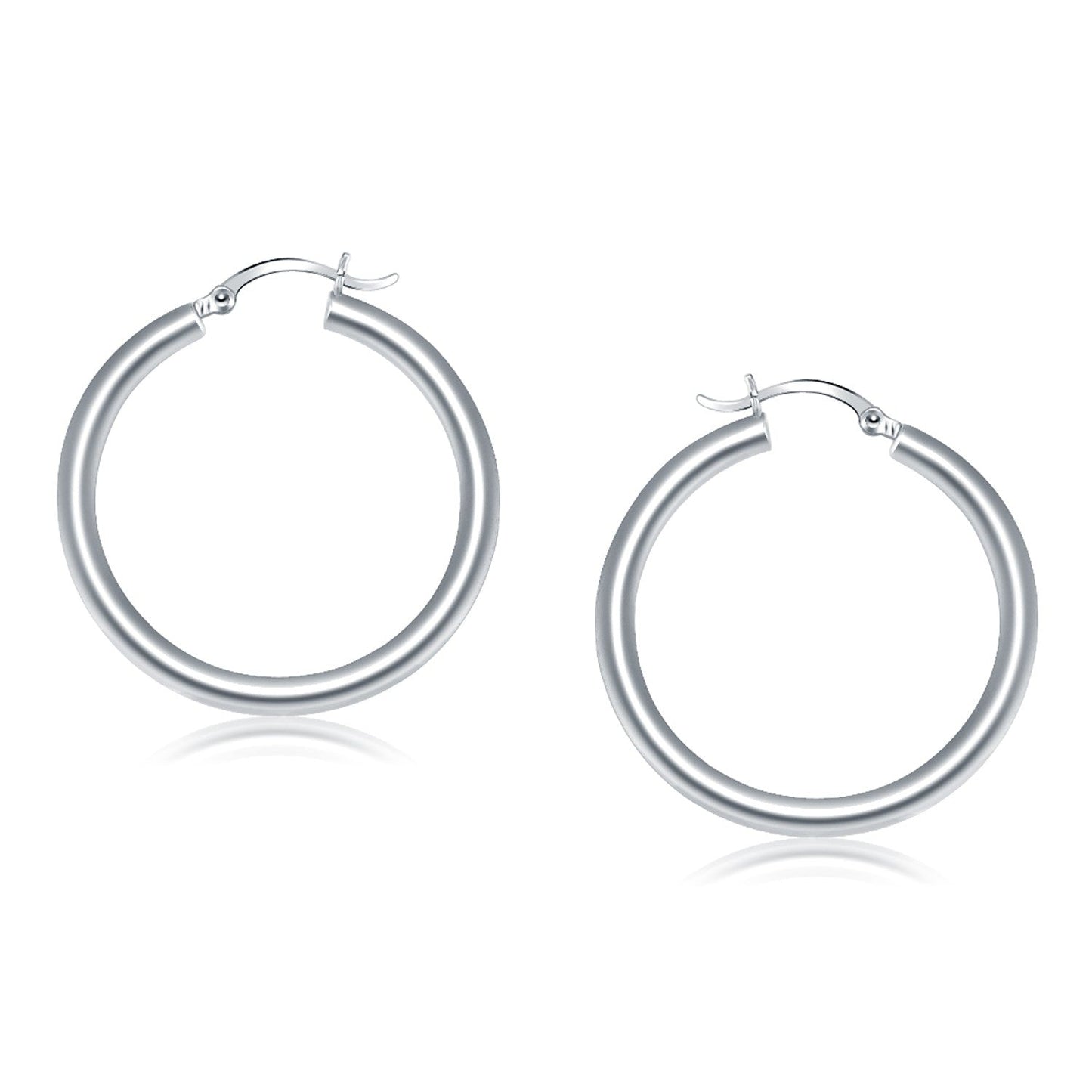 Pendientes de aro pulidos de oro blanco de 14k (40 mm)