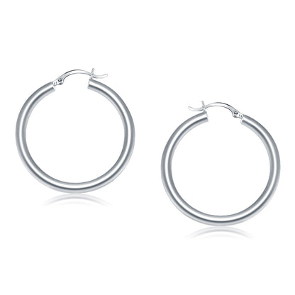 Pendientes de aro pulidos de oro blanco de 14k (40 mm)