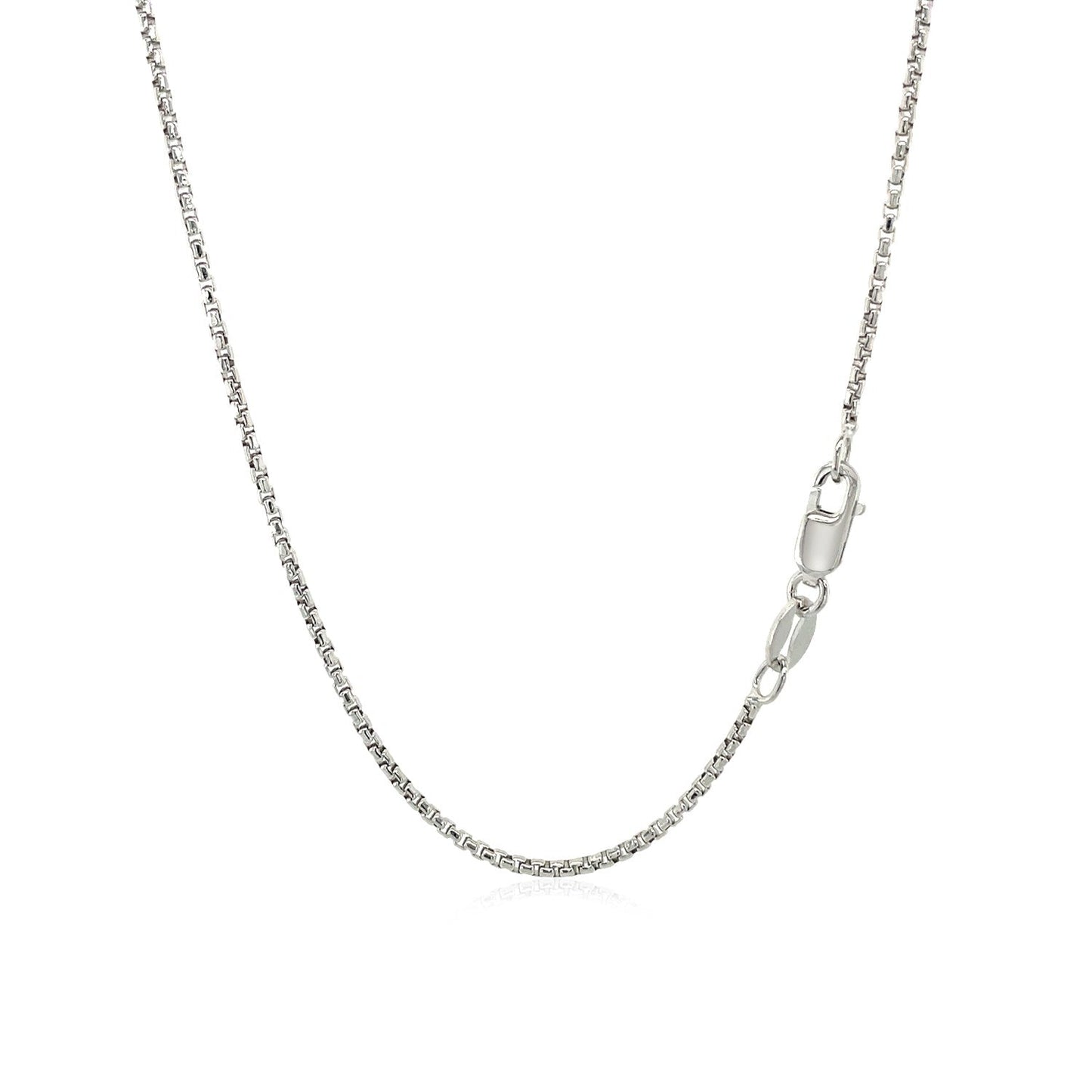 Cadena redonda tipo box de oro blanco de 14k de 1.35 mm