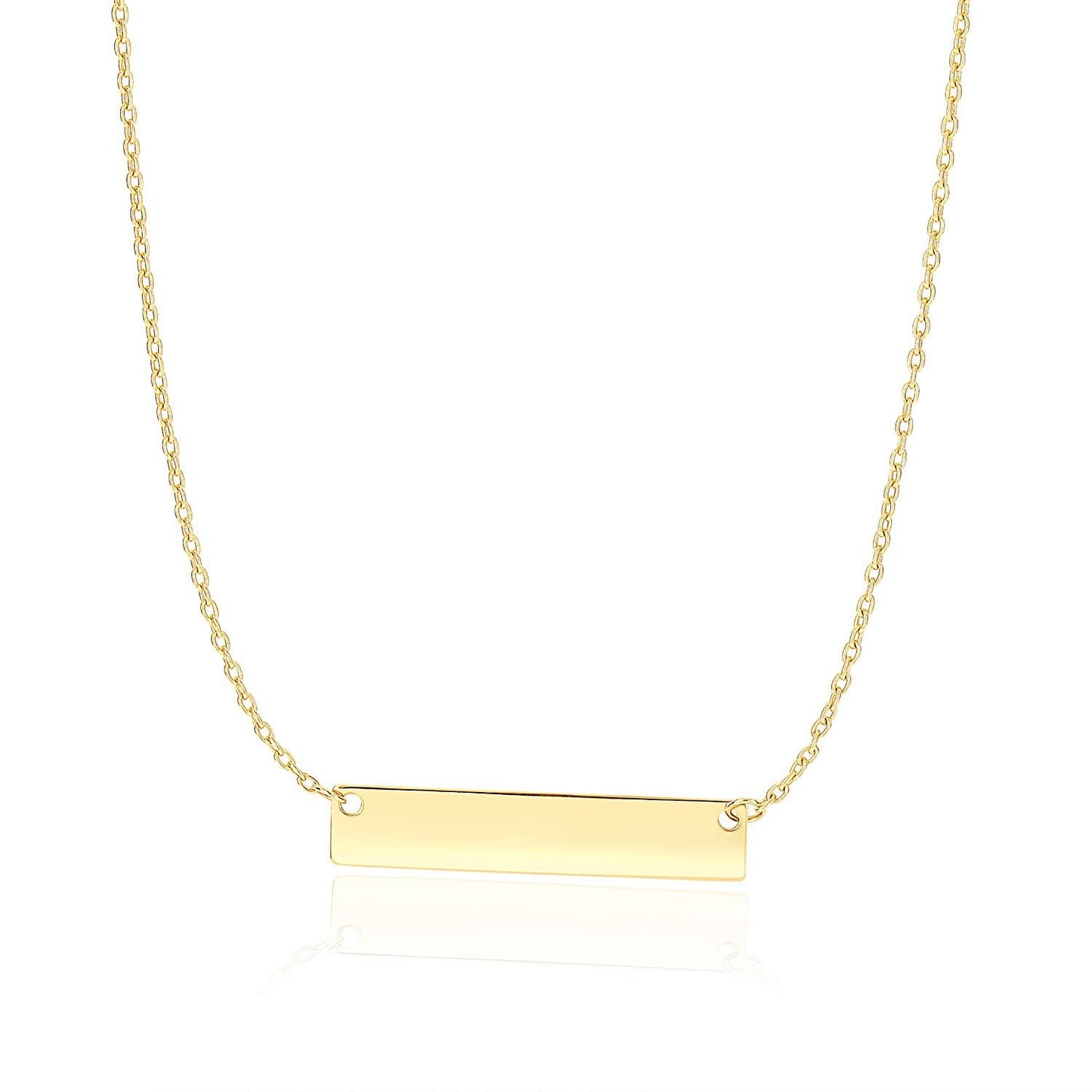 Gargantilla de oro amarillo de 14 quilates de barra horizontal plana y lisa