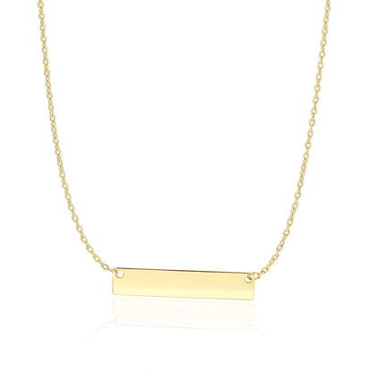 Gargantilla de oro amarillo de 14 quilates de barra horizontal plana y lisa