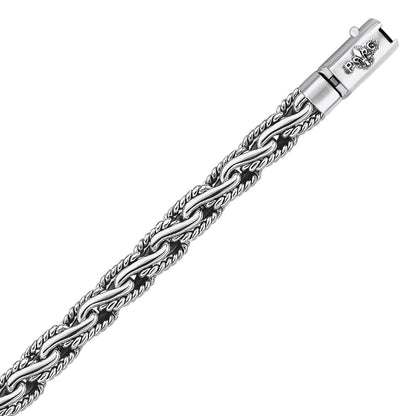 Pulsera de cadena para hombre de plata de ley oxidada con diseño de cable