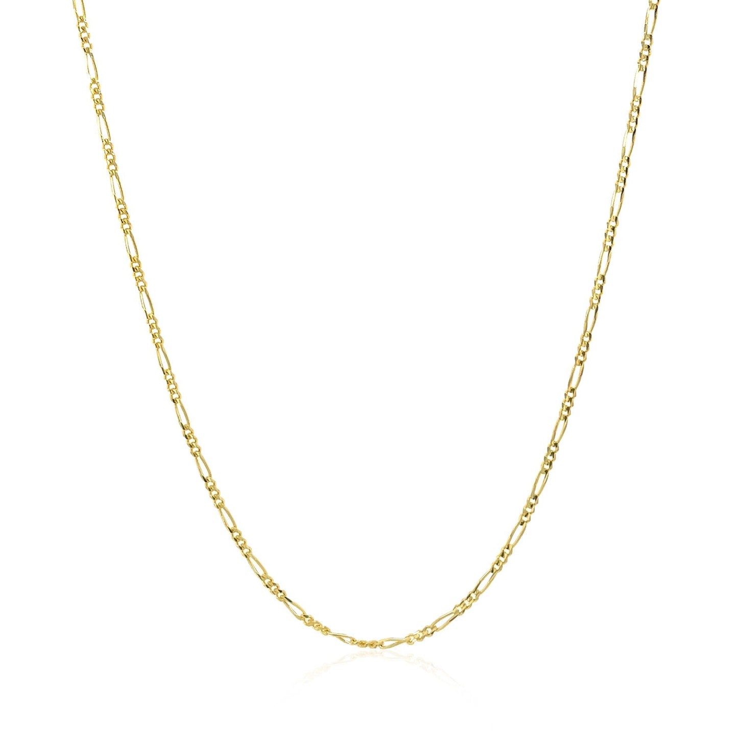 Cadena de Oro Amarillo Sólido de 14k Figaro 1.3mm