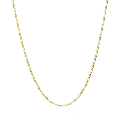 Cadena de Oro Amarillo Sólido de 14k Figaro 1.3mm