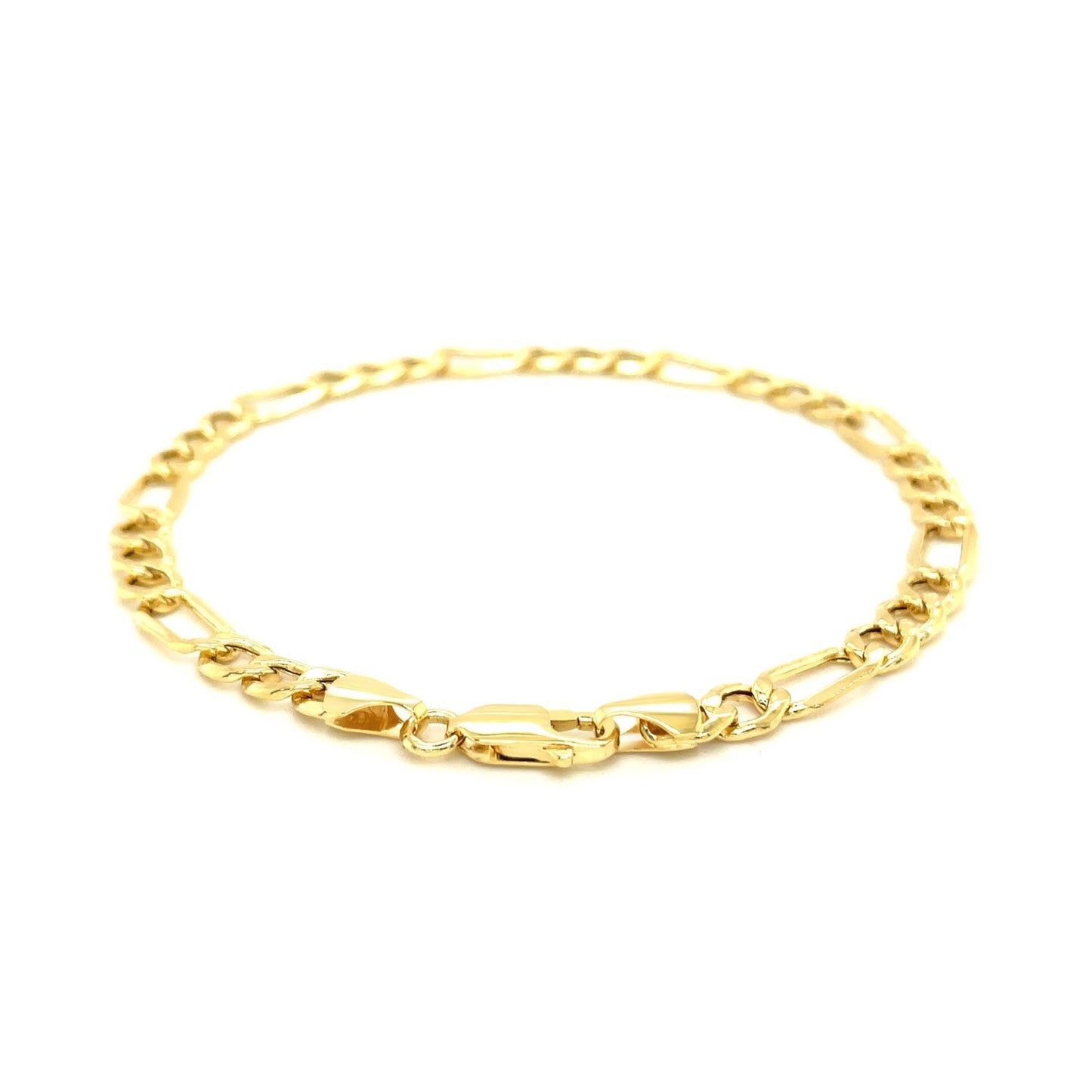 Pulsera Figaro Fina de Oro Amarillo de 14k y 5.4mm