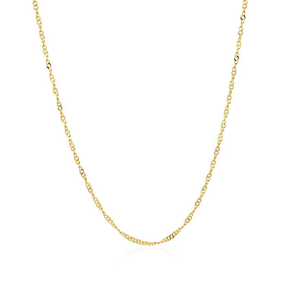 Cadena Ajustable de Oro Amarillo de 14k Estilo Singapur (1.40 mm)