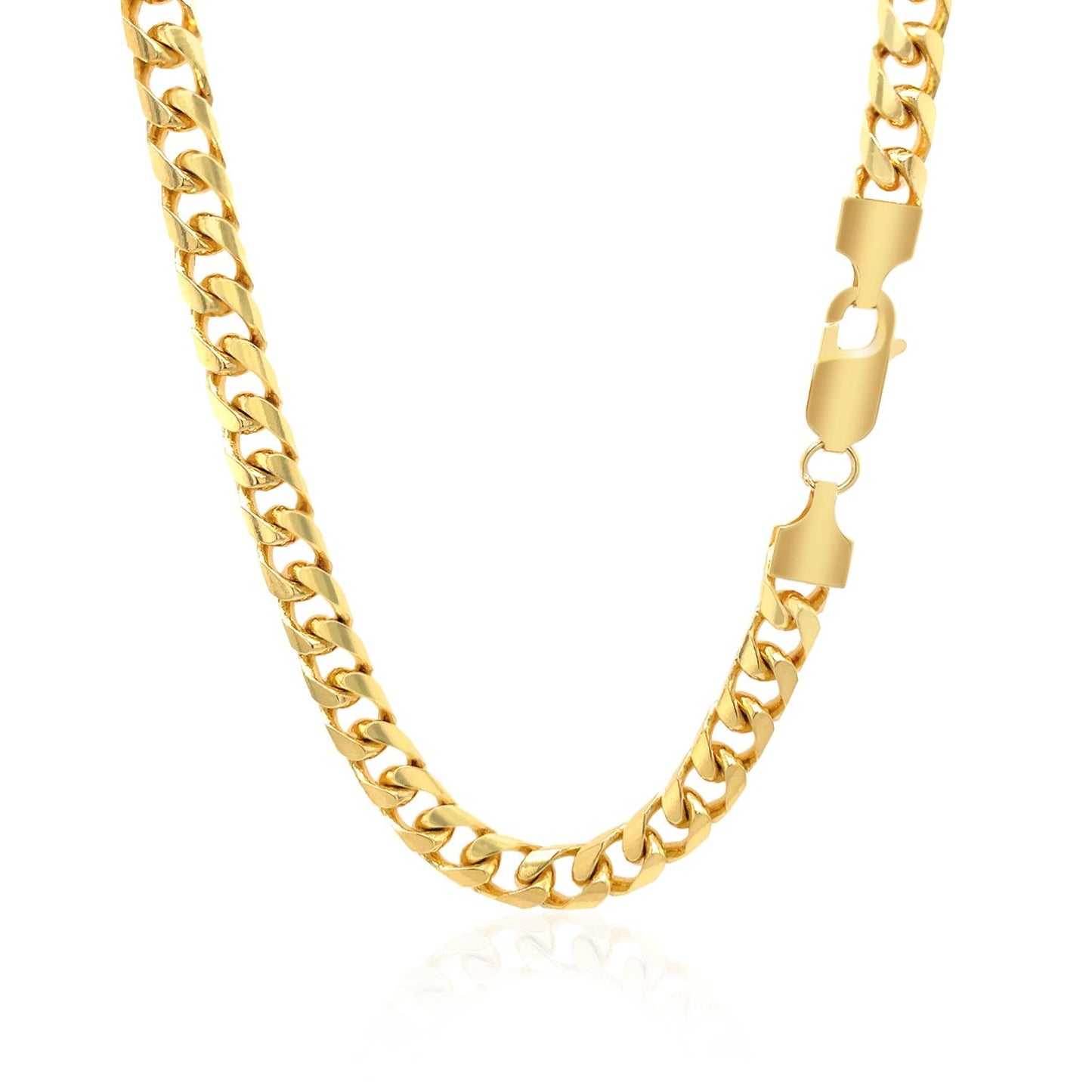 Cadena cubana Miami de oro amarillo macizo de 14k y 5.8mm